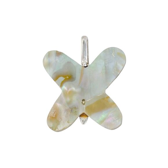 Vintage Sterling Silver 925 Abalone Inlay Butterfly Pendant - Picture 5 of 7